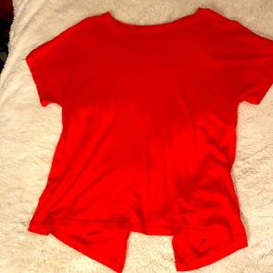 M neon reddish orange athletic works sports tee